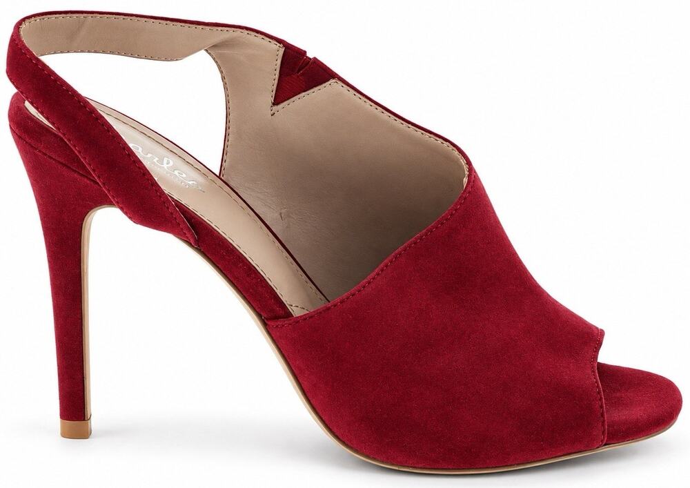 Charles David Women’s Sz 7 Burgundy Red Suede Peep Toe Slingback High Heel Pumps